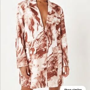 Brown and white blazer dress